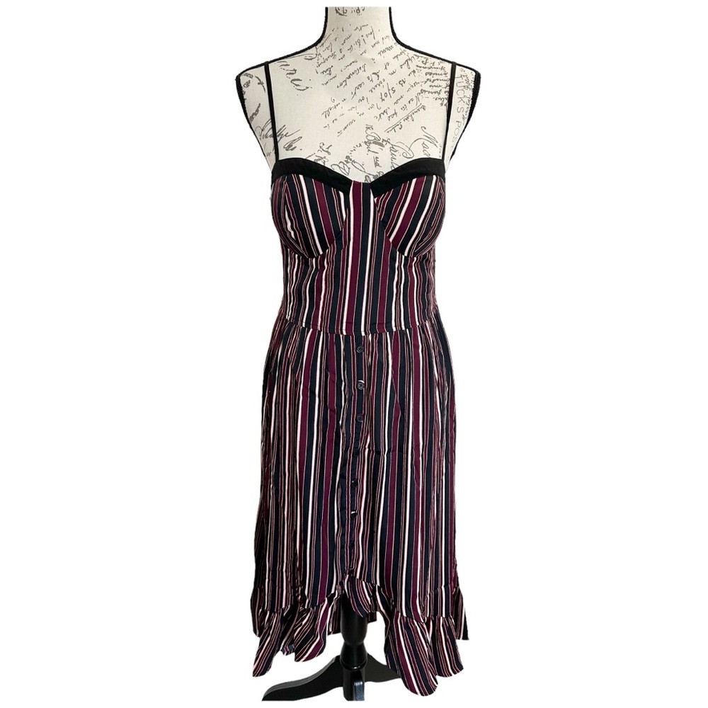 Band of Gypsies Striped Dress Sundress Casual Stretch Comfort Pockets Large NWT